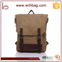 Factory Direct Sale Korean Style Canvas Bags School Backpacks With Genuine Leather